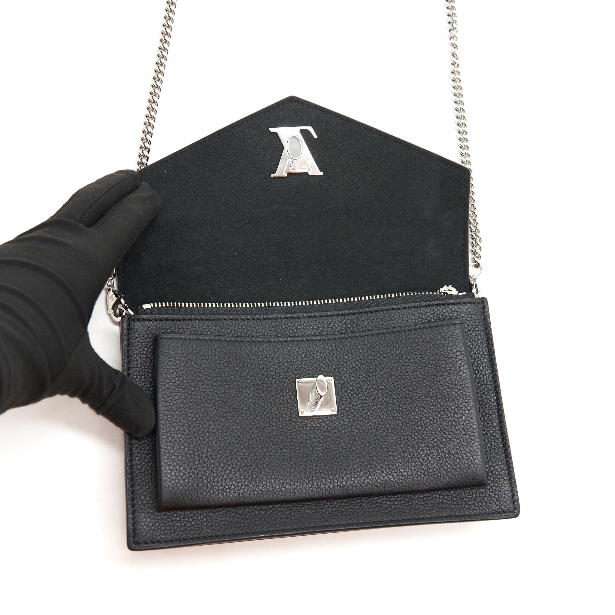 LOUIS VUITTON MYLOCKME CHAIN POCHETTE IN BLACK