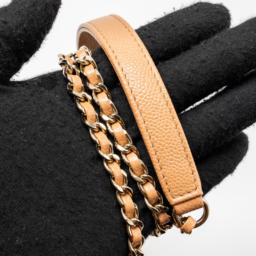 CHANEL SMALL BUSINESS AFFINITY CAVIAR DARK BEIGE LGHW