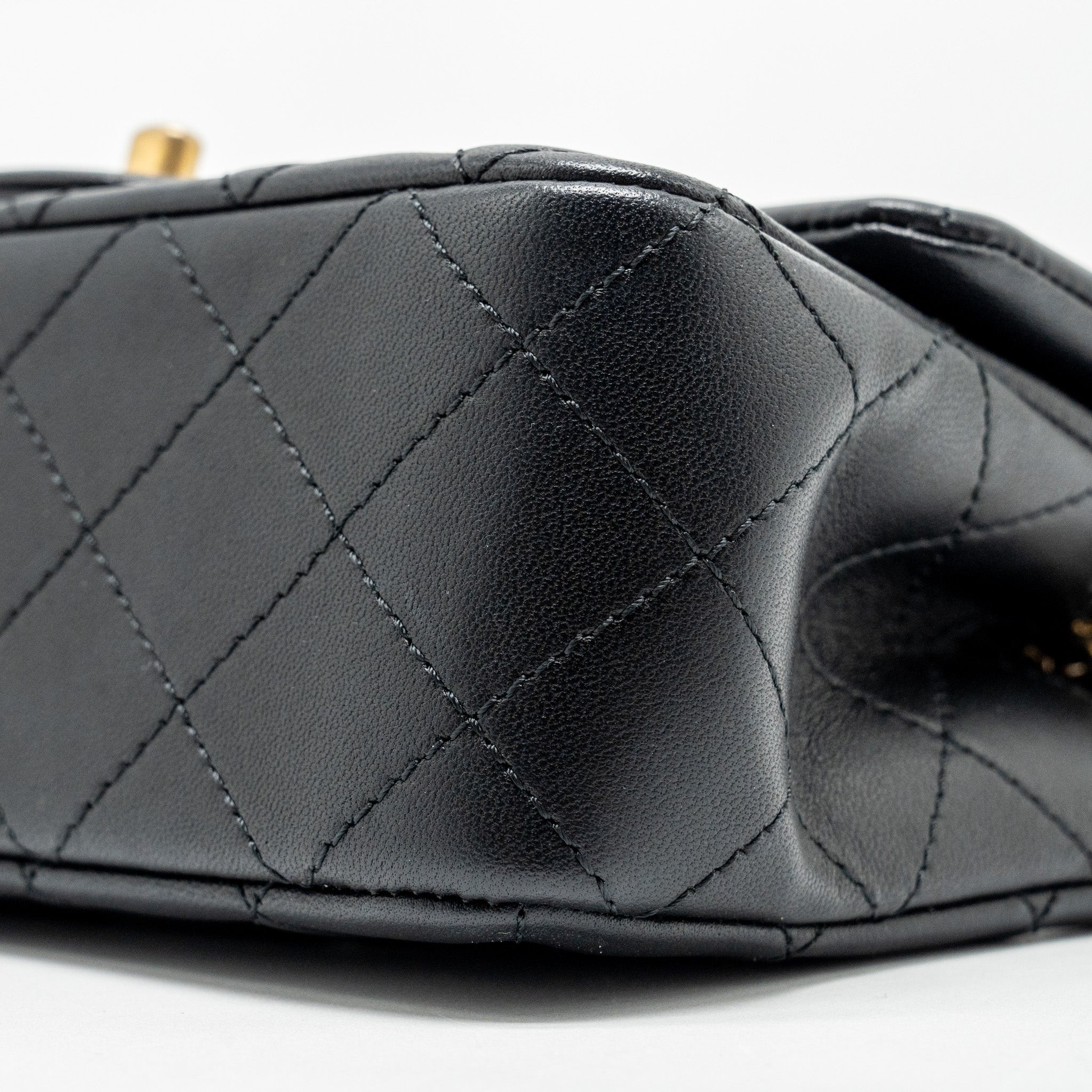 CHANEL PEARL CRUSH MINI RECTANGULAR FLAP BAG LAMBSKIN BLACK GHW (MICROCHIP)