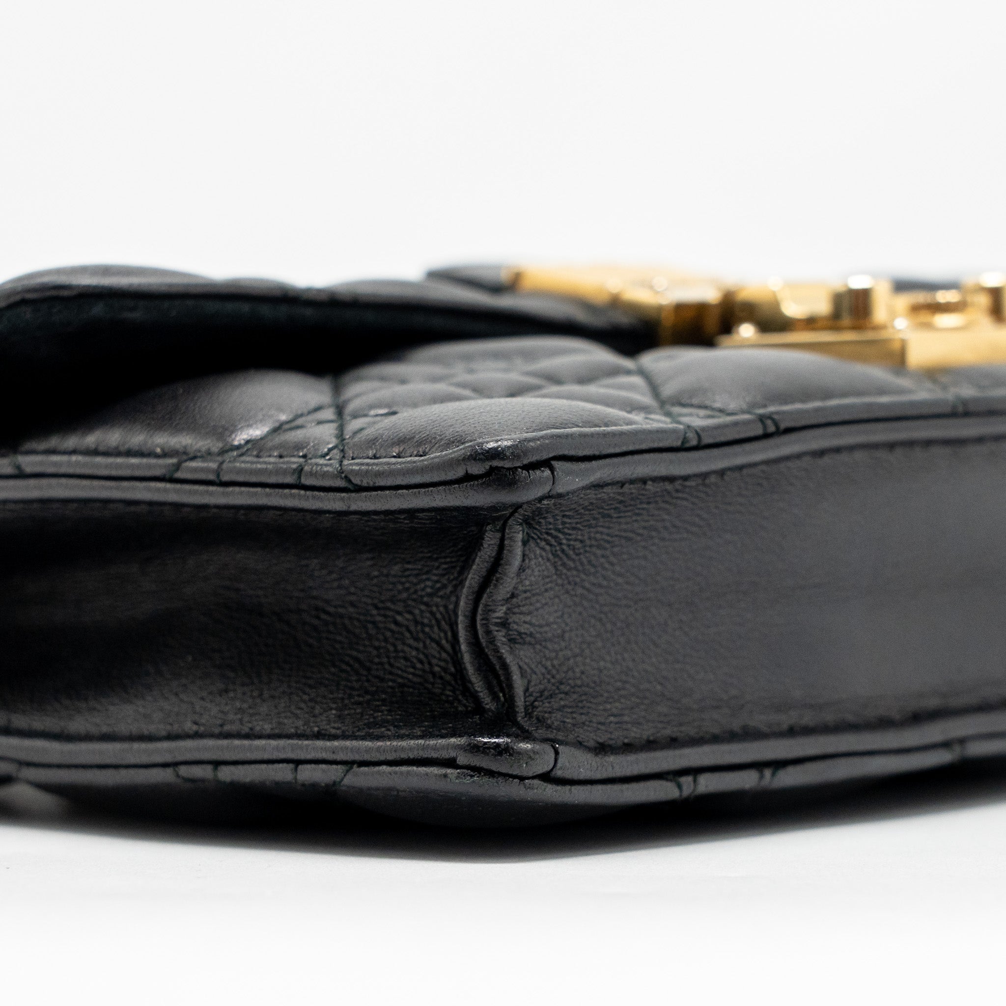 DIOR DIORADDICT WALLET ON CHAIN CANNAGE LEATHER BLACK GHW