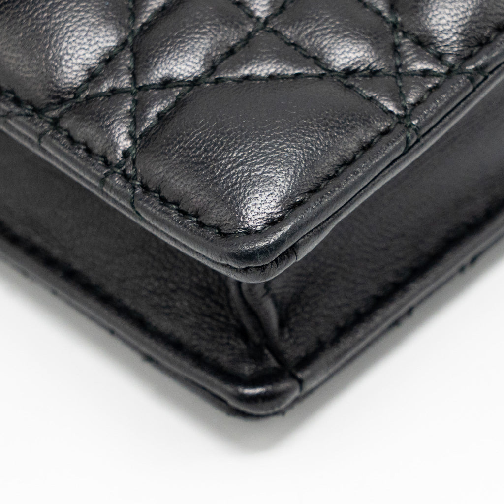 DIOR DIORADDICT WALLET ON CHAIN CANNAGE LEATHER BLACK GHW