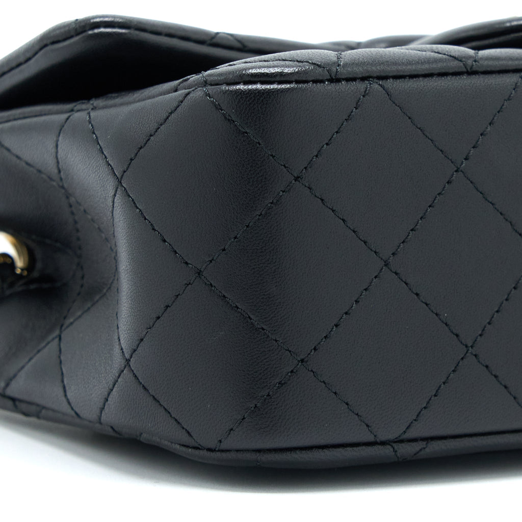 CHANEL 23C PEARL CRUSH MINI RECTANGULAR FLAP BAG LAMBSKIN BLACK LGHW (MICROCHIP)