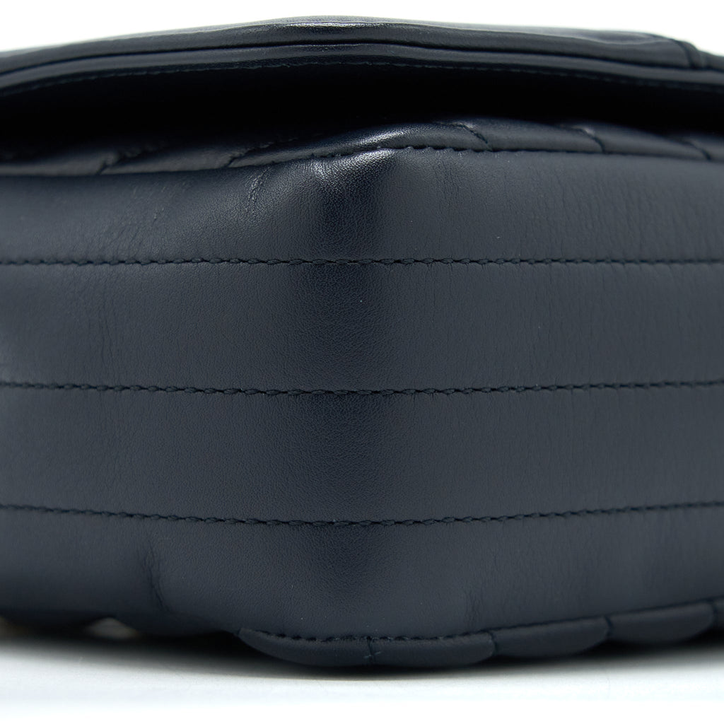 CHANEL SEASONAL CHEVRON FLAP BAG LAMBSKIN DARK GREY LGHW
