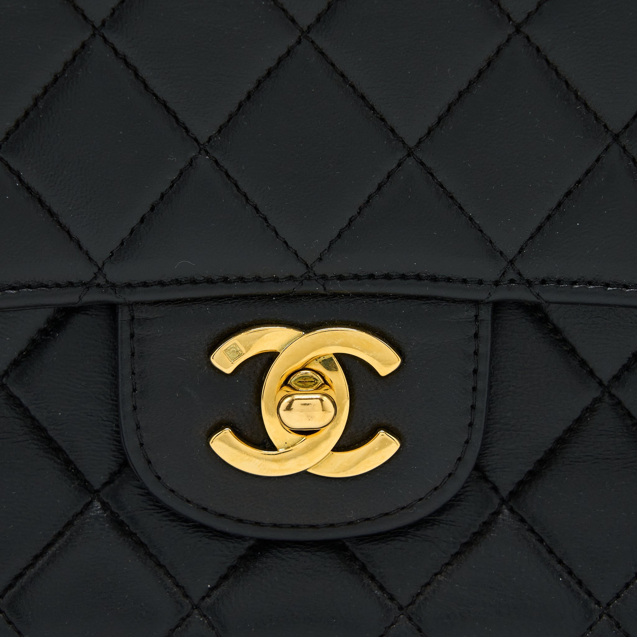 CHANEL VINTAGE 2 IN 1 SINGLE FLAP BAG LAMBSKIN BLACK GHW