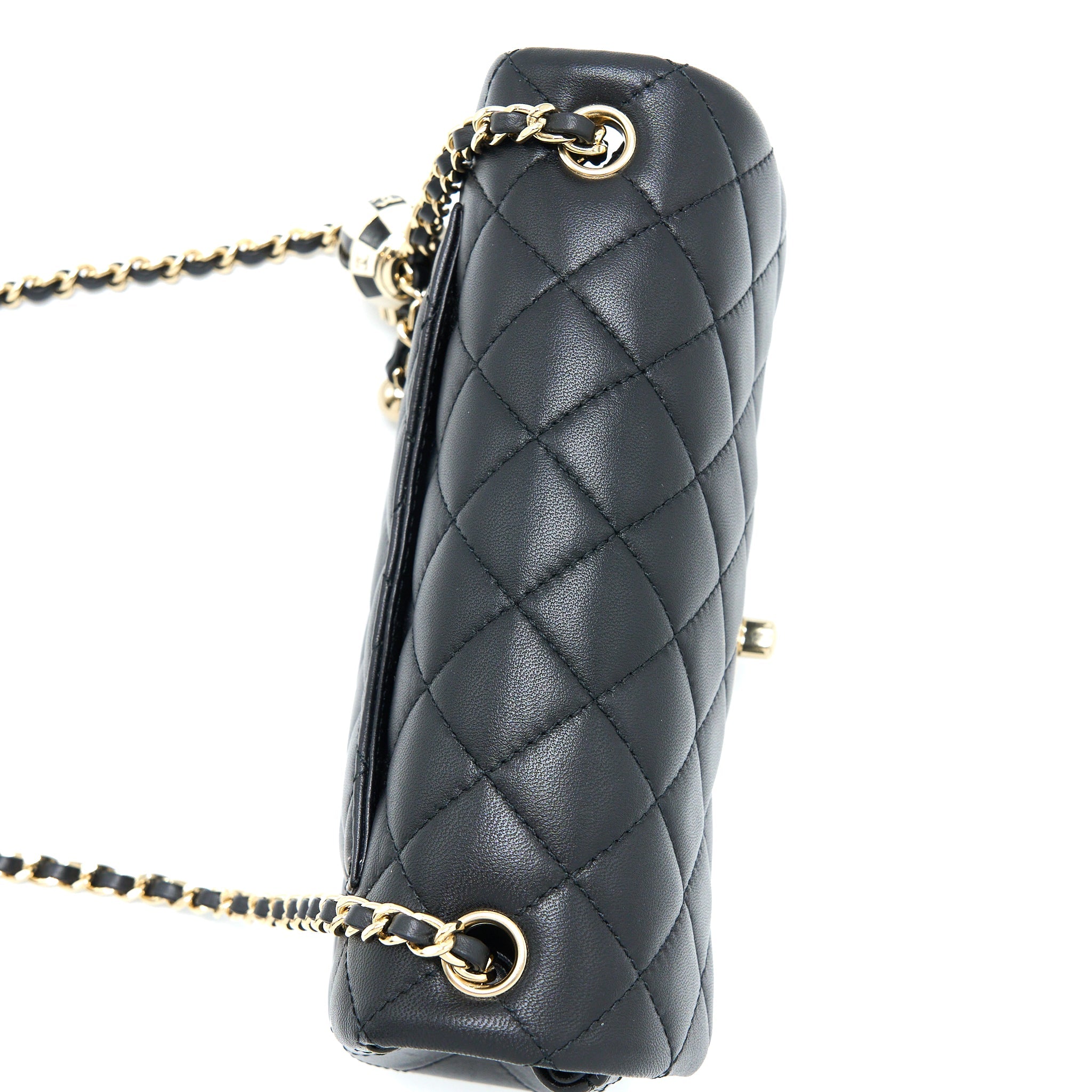 CHANEL 23C PEARL CRUSH MINI RECTANGULAR FLAP BAG LAMBSKIN BLACK LGHW (MICROCHIP)