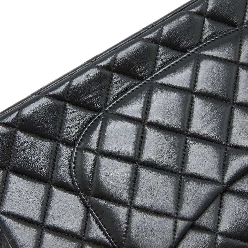 CHANEL VINTAGE 2 IN 1 SINGLE FLAP BAG LAMBSKIN BLACK GHW