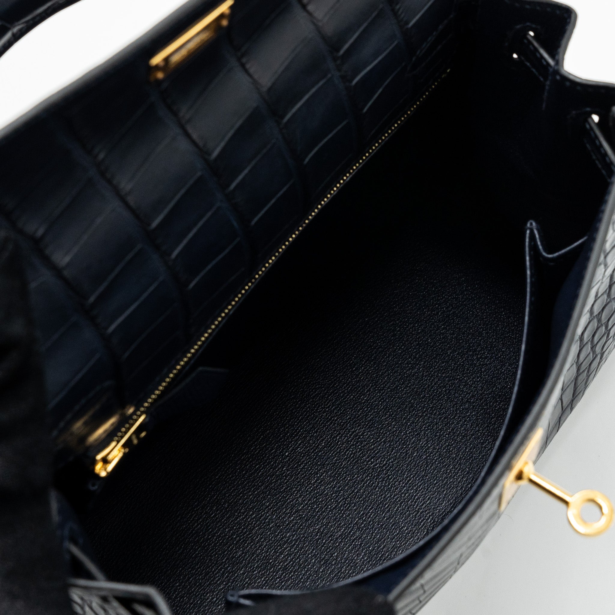 HERMES KELLY 25 MATTE CROCODILE ALLIGATOR MISSISSIPPIENSIS BLUE INDIGO GHW