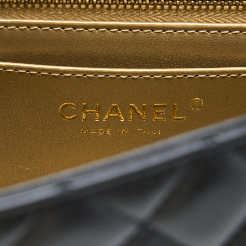 CHANEL 23C PEARL CRUSH MINI RECTANGULAR FLAP BAG LAMBSKIN BLACK LGHW (MICROCHIP)