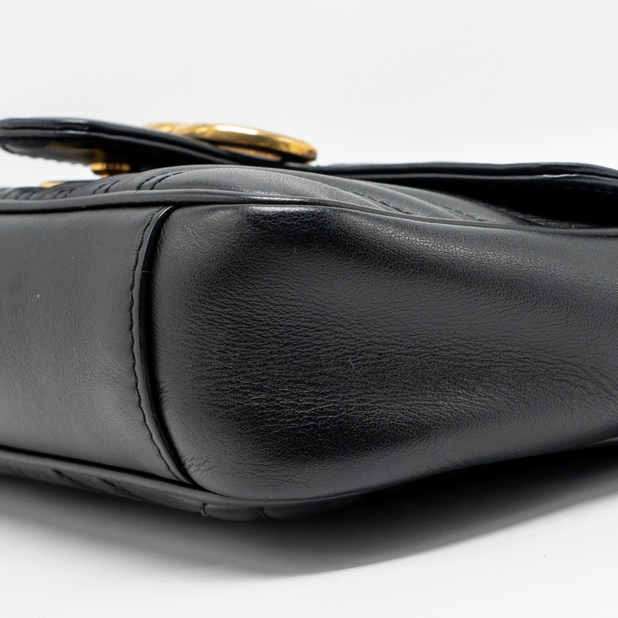 GUCCI SMALL GG MARMONT SHOULDER BAG CALFSKIN BLACK GHW