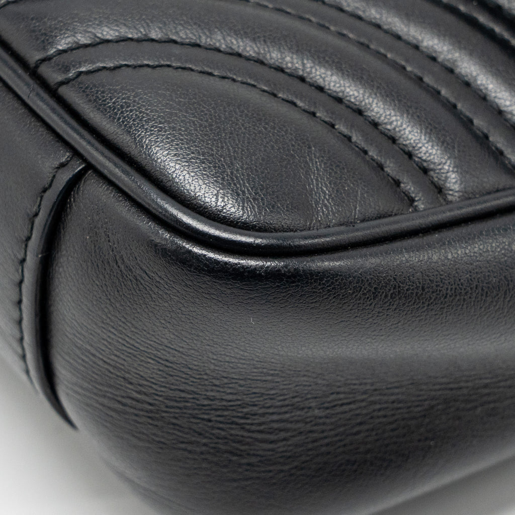 GUCCI SMALL GG MARMONT SHOULDER BAG CALFSKIN BLACK GHW