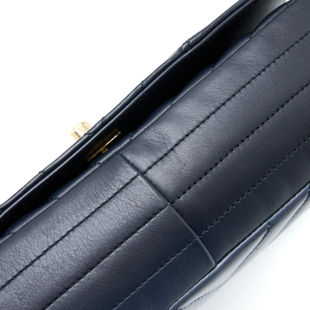 CHANEL SEASONAL CHEVRON FLAP BAG LAMBSKIN DARK GREY LGHW