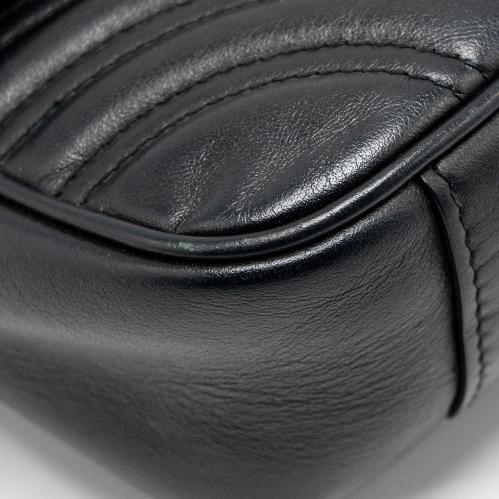 GUCCI SMALL GG MARMONT SHOULDER BAG CALFSKIN BLACK GHW