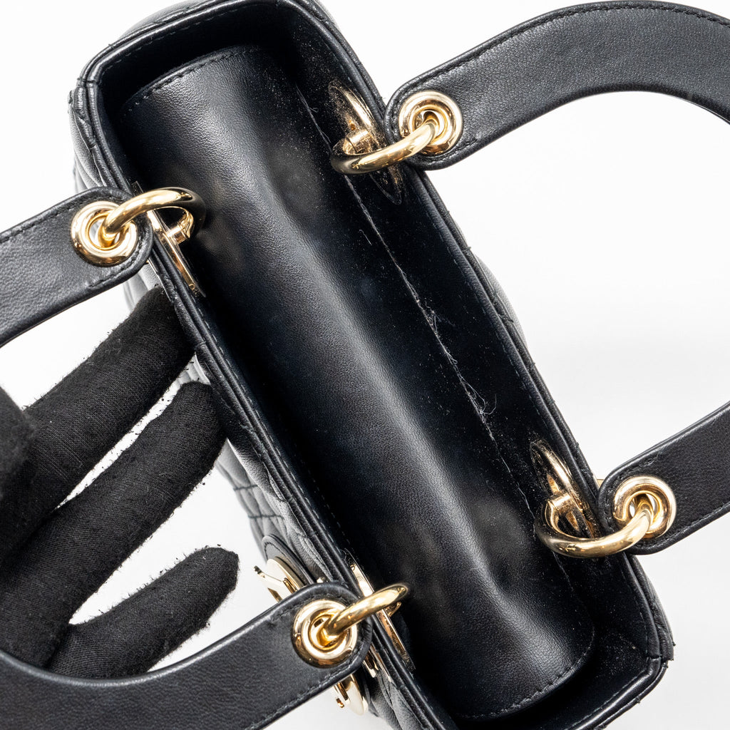 DIOR SMALL LADY DIOR BAG LAMBSKIN BLACK LGHW