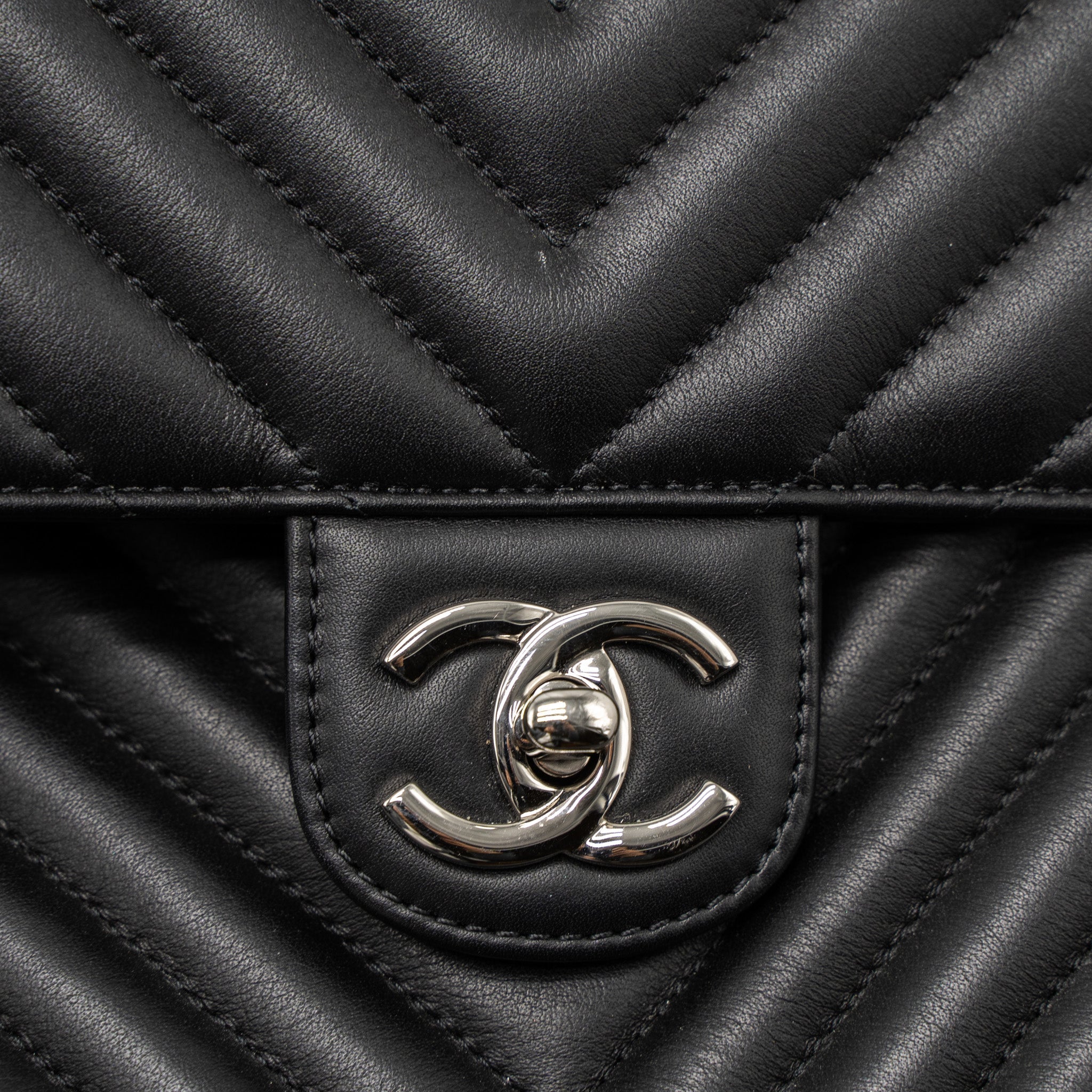 CHANEL URBAN SPIRIT BACKPACK CHEVRON CALFSKIN BLACK SHW