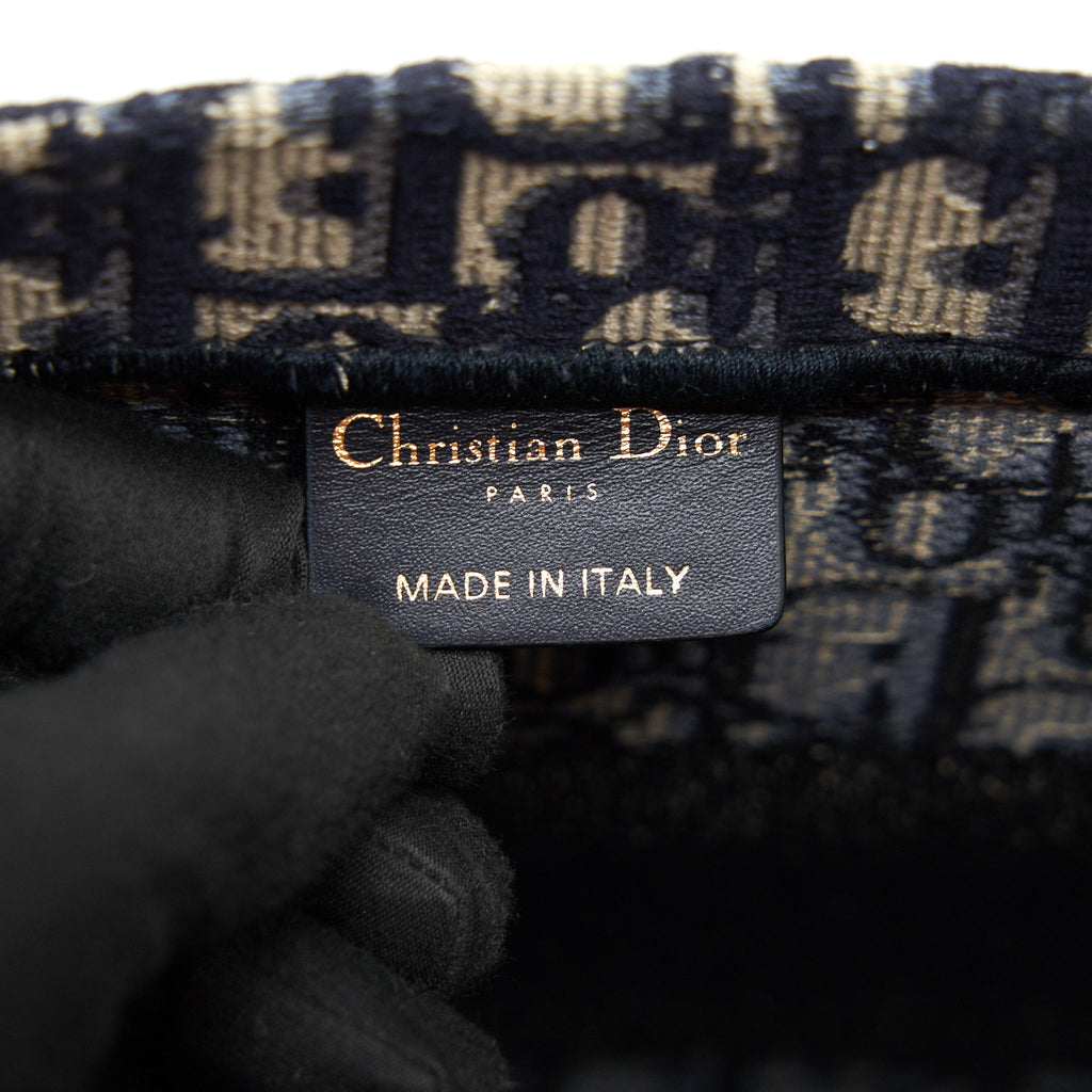 DIOR SMALL BOOKTOTE BAG BLUE OBLIQUE EMBROIDERY