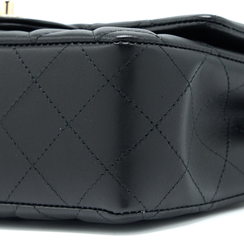 CHANEL MINI RECTANGULAR FLAP BAG LAMBSKIN BLACK LGHW (MICROCHIP)