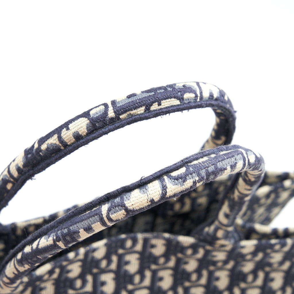 DIOR SMALL BOOKTOTE BAG BLUE OBLIQUE EMBROIDERY