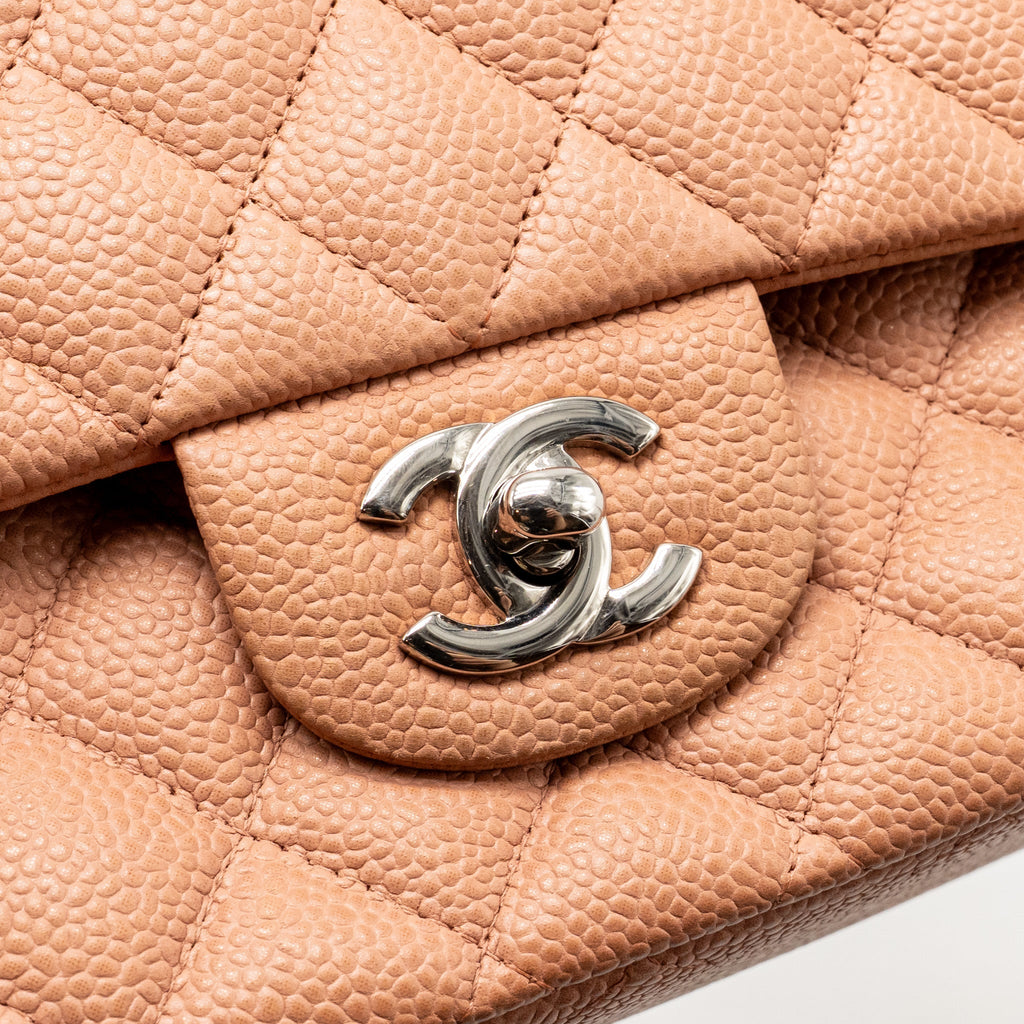 CHANEL MEDIUM CLASSIC DOUBLE FLAP BAG CAVIAR DARK PINK SHW
