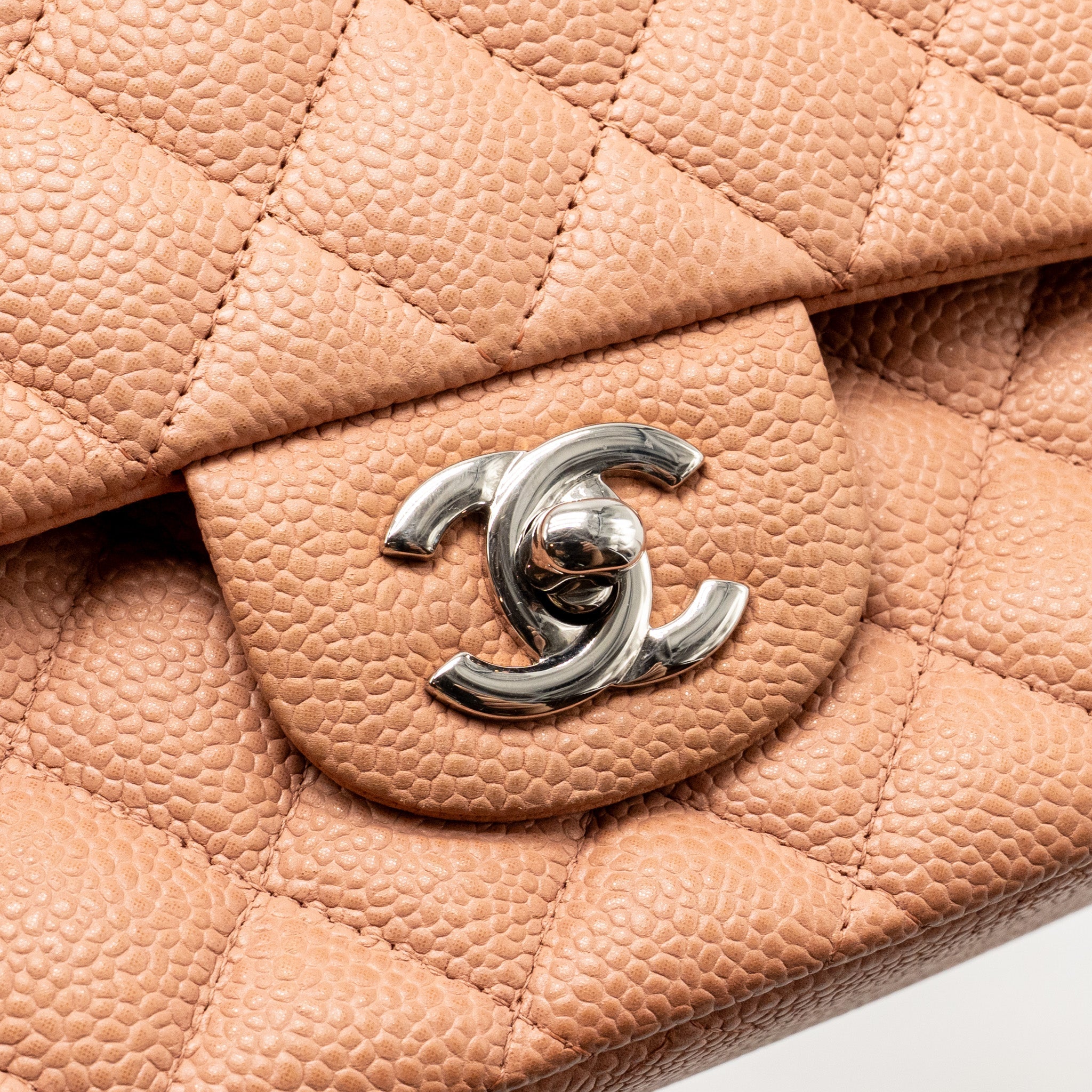CHANEL MEDIUM CLASSIC DOUBLE FLAP BAG CAVIAR DARK PINK SHW