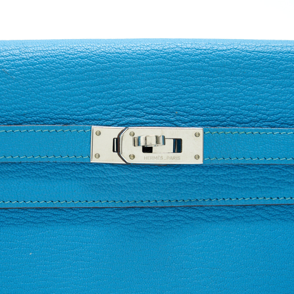 HERMES KELLY LONG WALLET BLUE SHW