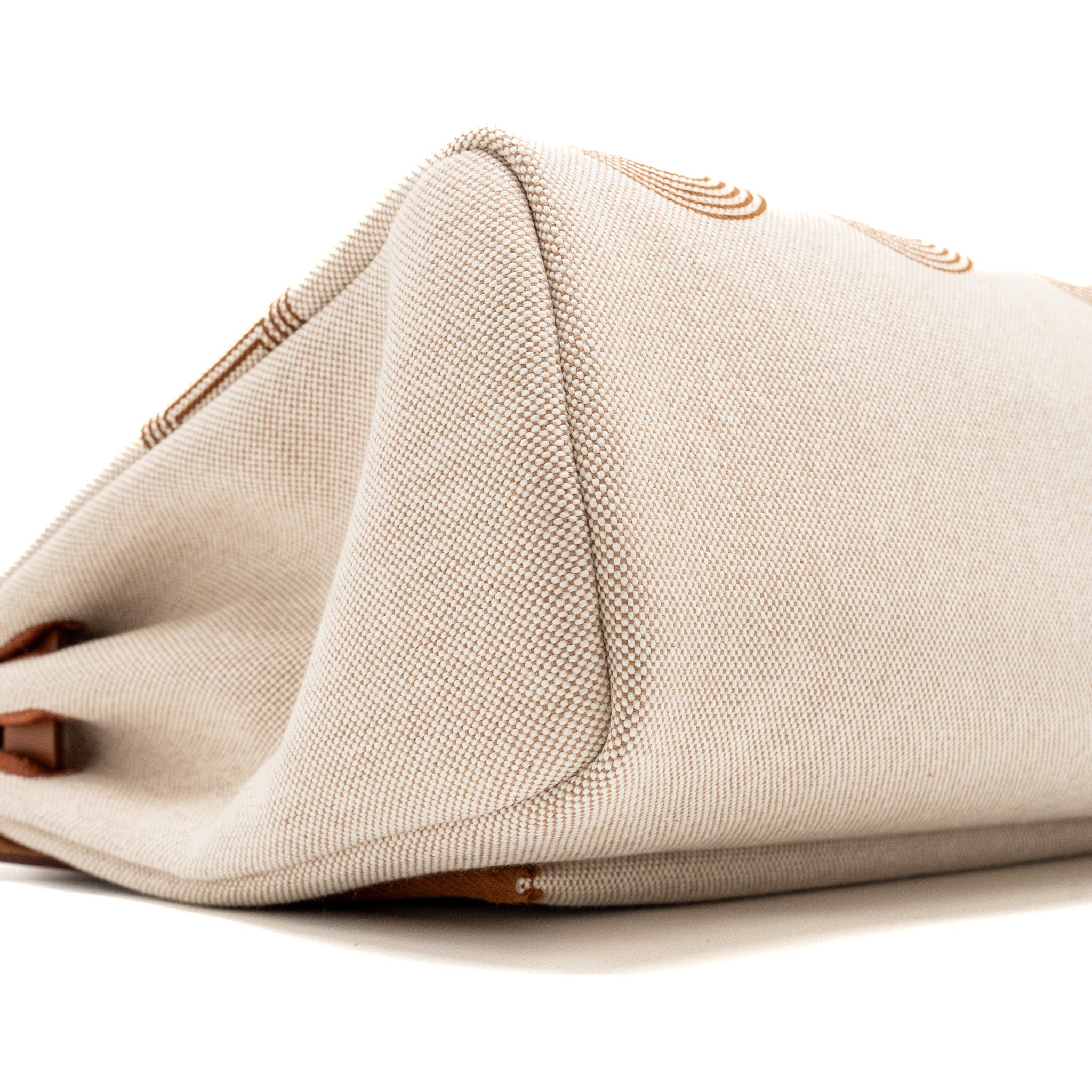 HERMES HERBAG 31 ZIP BAG TOILE H PLUME CANVAS / HUNTER FAUVE / ECRU- BEIGE GHW