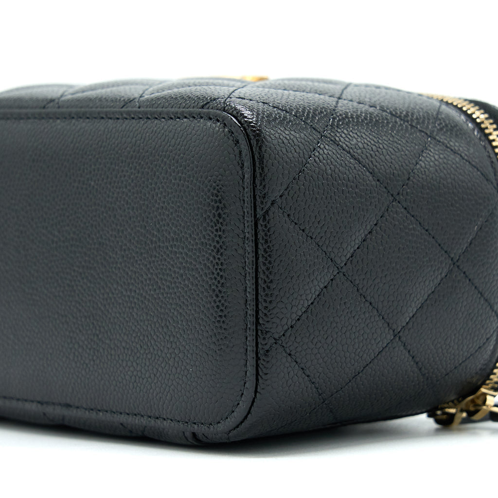 CHANEL LETTER TOP HANDLE LONG VANITY CAVIAR BLACK GHW