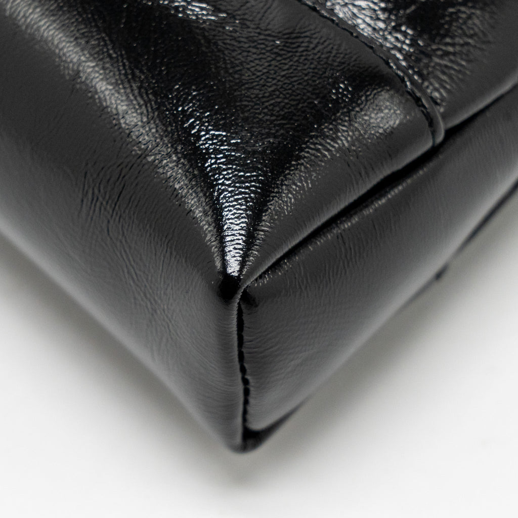 CHANEL MINI 31 CLUTCH WITH CHAIN SHINY CALFSKIN BLACK LGHW (MICROCHIP)