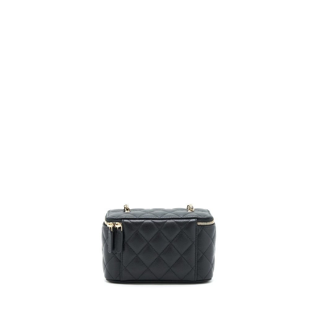 CHANEL 22P LONG VANITY WITH LOGO ON CHAIN CAVIAR BLACK LGHW