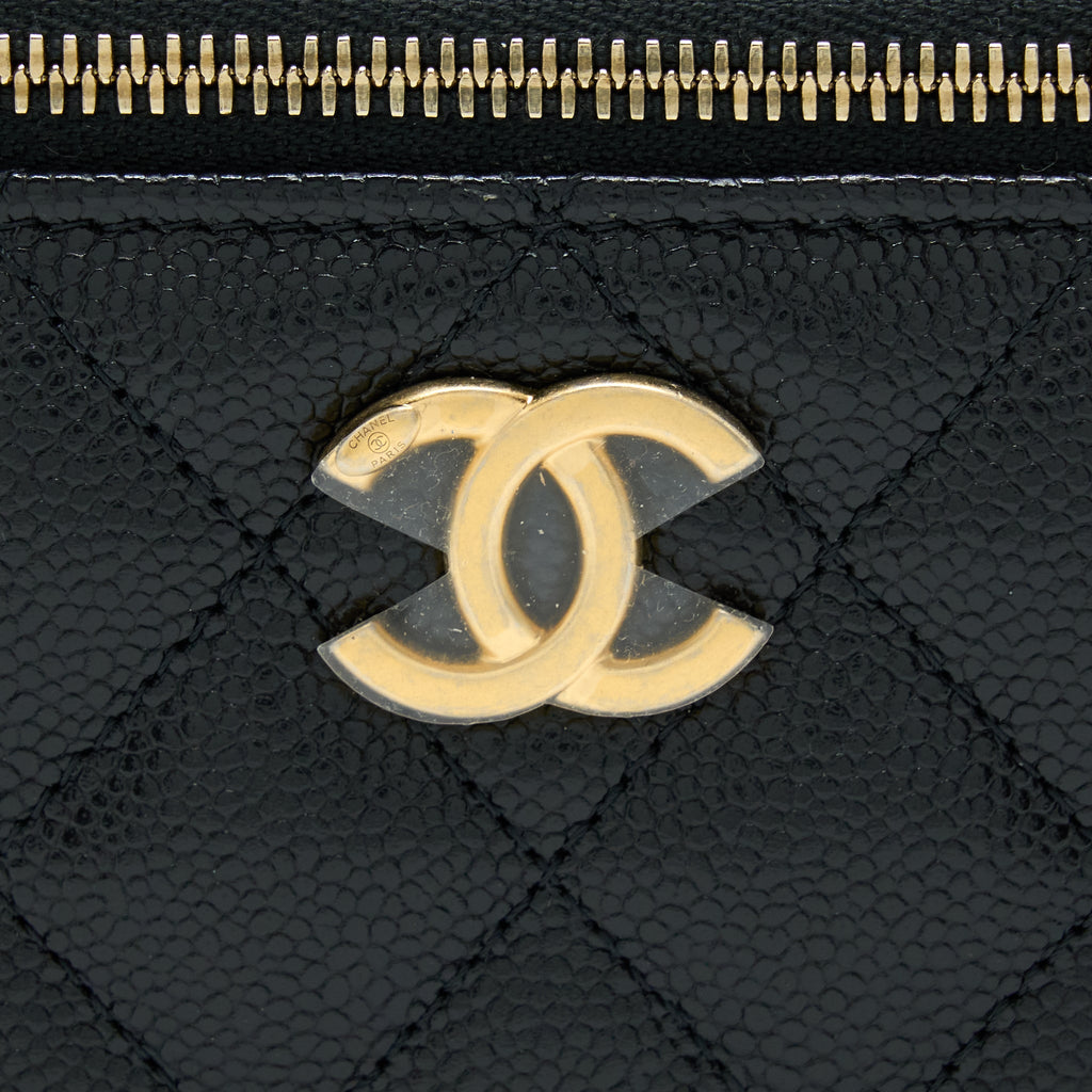 CHANEL LETTER TOP HANDLE LONG VANITY CAVIAR BLACK GHW