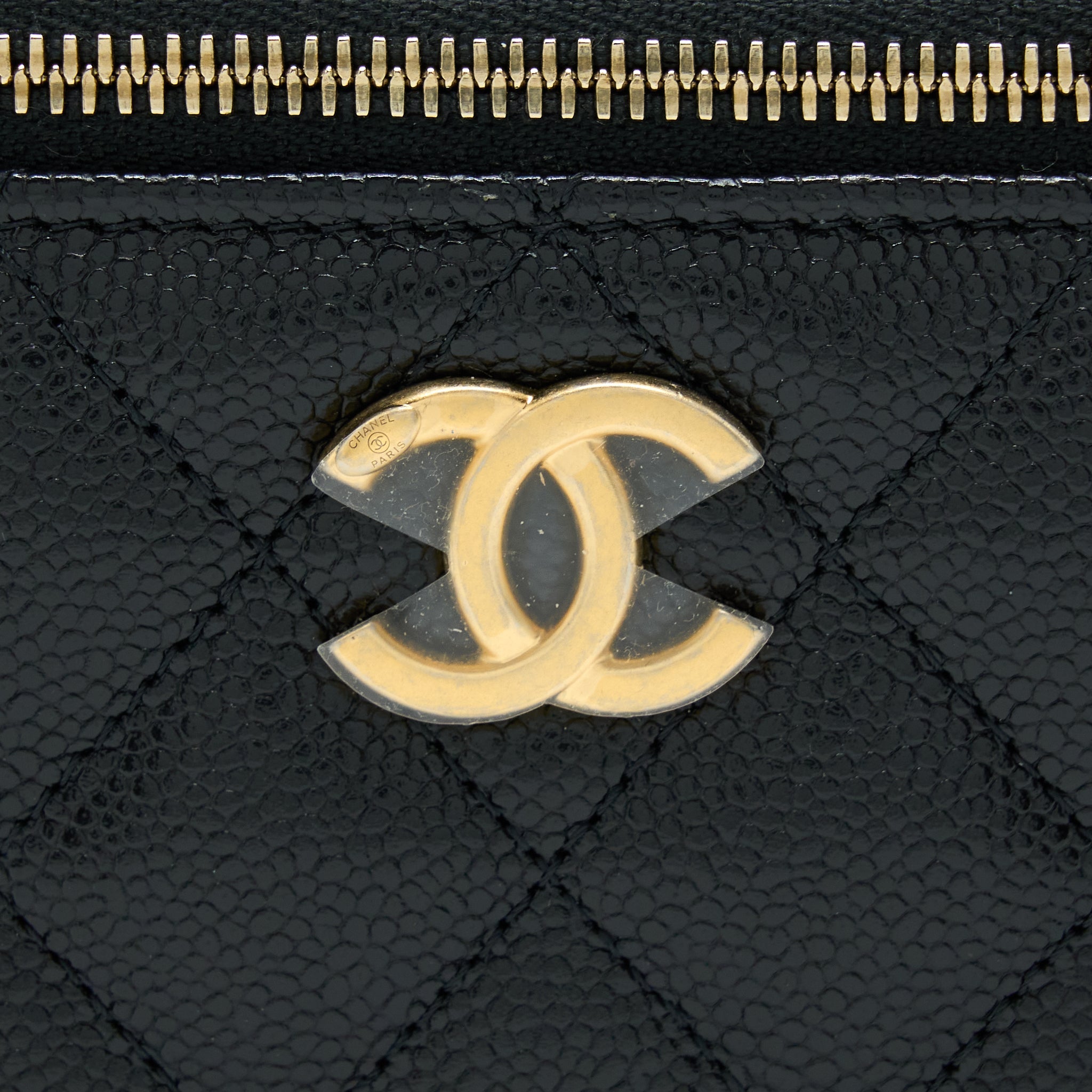 CHANEL LETTER TOP HANDLE LONG VANITY CAVIAR BLACK GHW