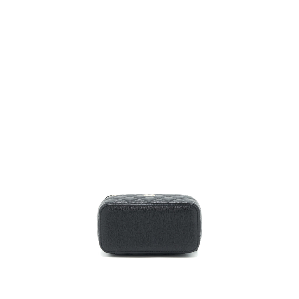 CHANEL 22P LONG VANITY WITH LOGO ON CHAIN CAVIAR BLACK LGHW