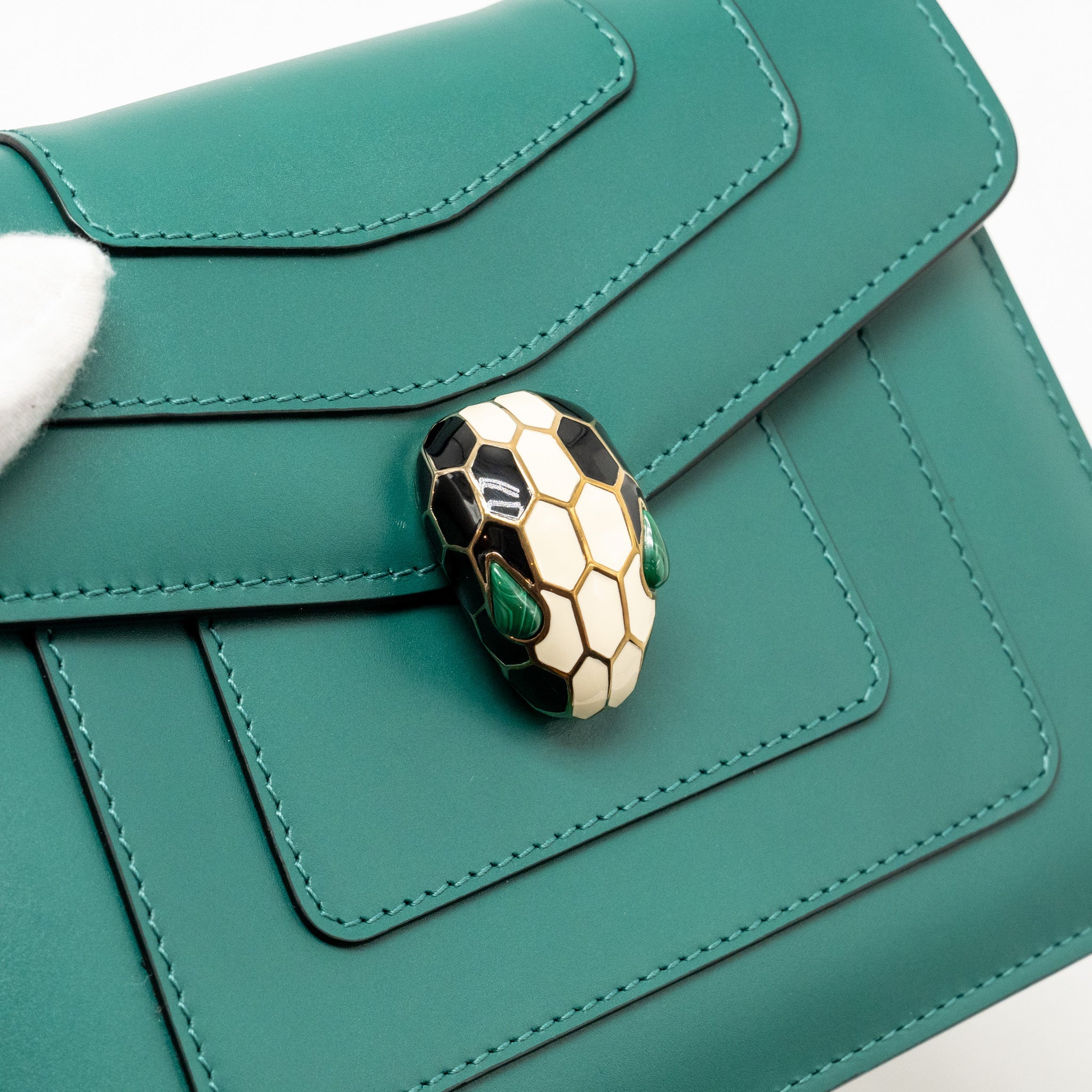 BVLGARI SERPENTI FOREVER CROSSBODY BAG CALFSKIN GREEN GHW