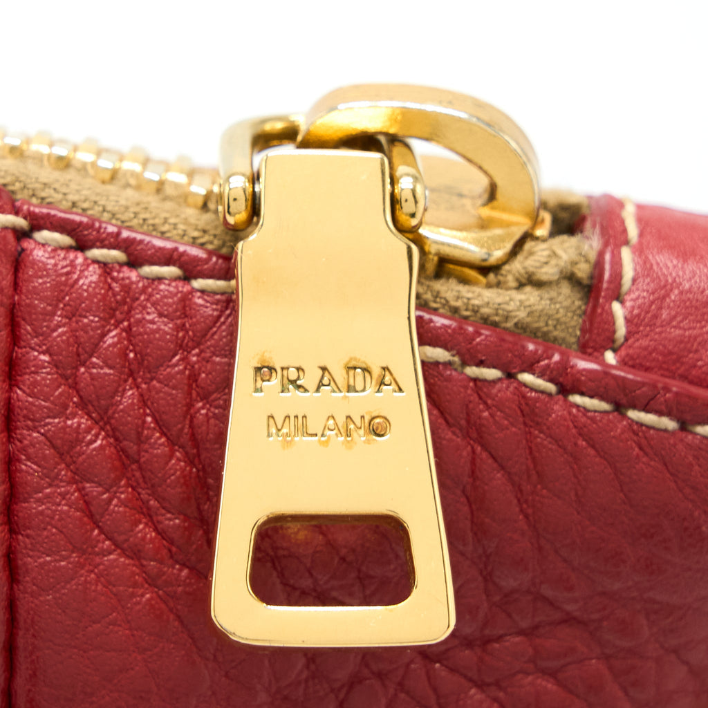 PRADA VITELLO DAINO BAG CALFSKIN RED GHW