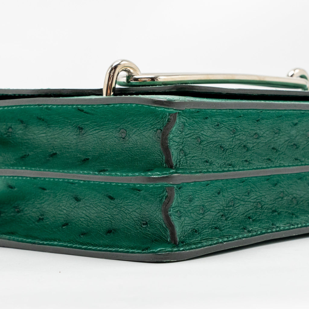 HERMES MINI ROULIS OSTRICH VERT VERTIGO SHW