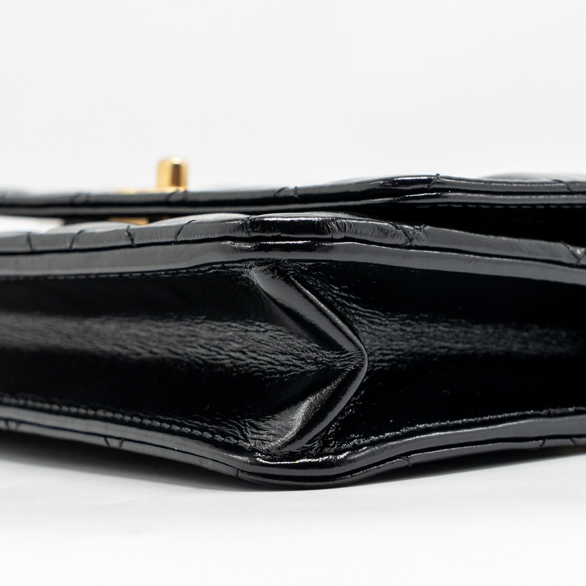 CHANEL 24A DETAILED CHAIN WALLET ON CHAIN SHINY CALFSKIN BLACK GHW (MICROCHIP）