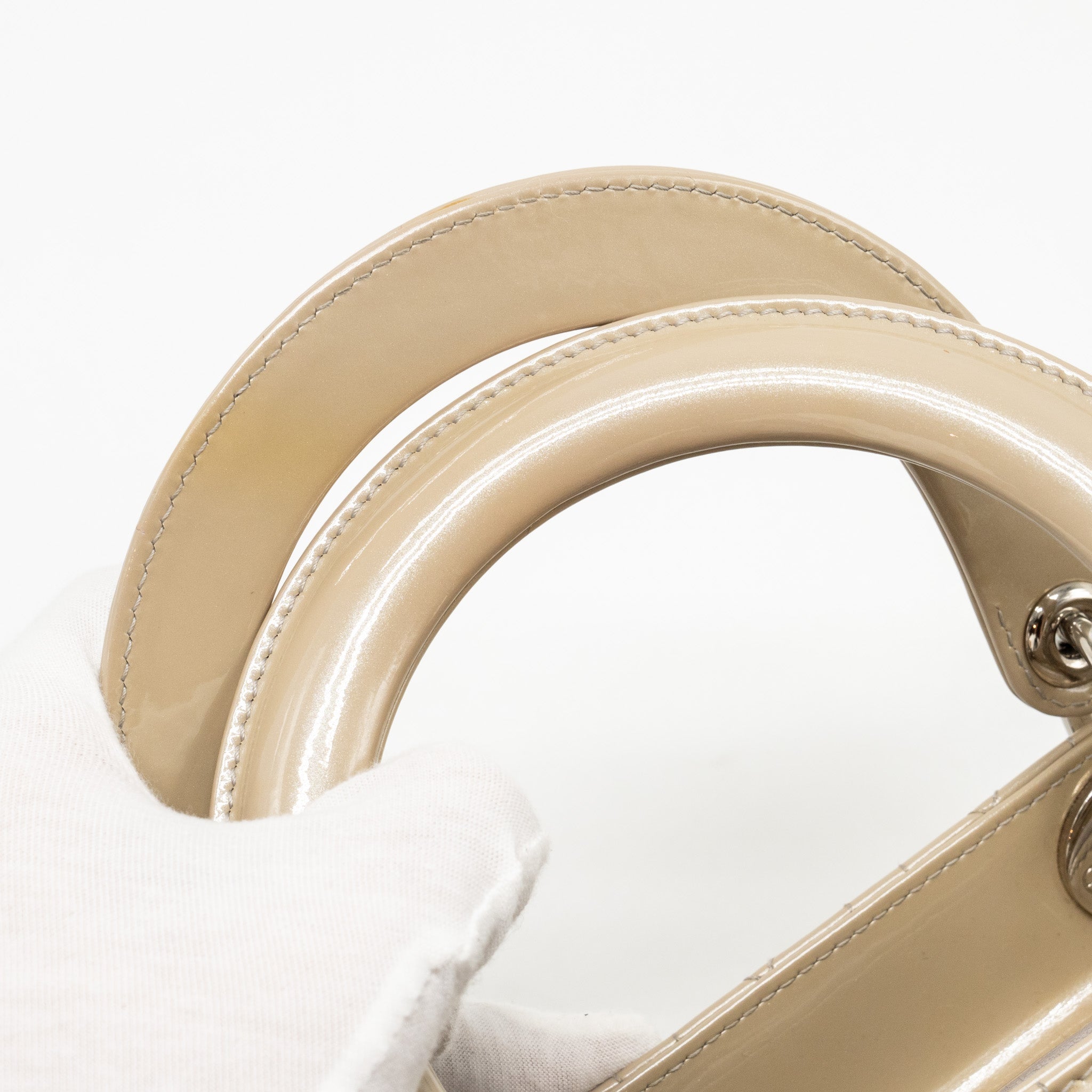 DIOR MEDIUM LADY DIOR PATENT BEIGE SHW