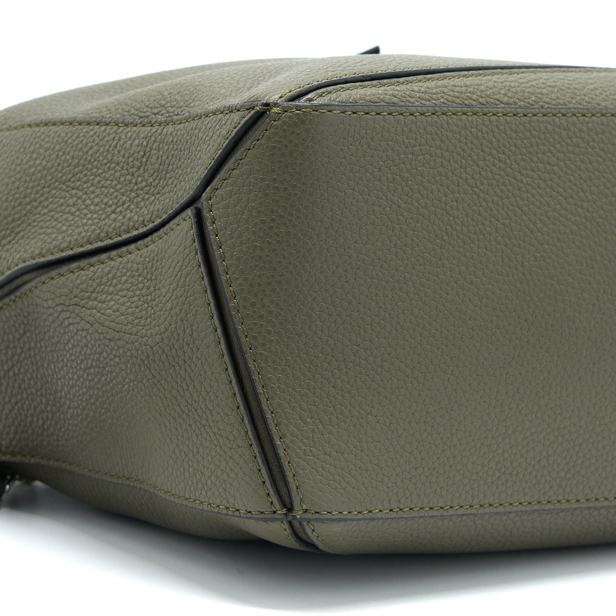 LOEWE SMALL PUZZLE BAG GRAINED CALFSKIN DARK KHAKI GREEN SHW