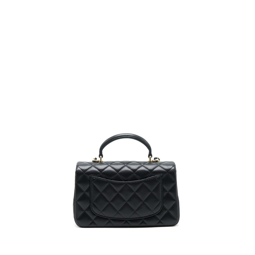CHANEL 22P TOP HANDLE MINI RECTANGULAR FLAP BAG LAMBSKIN BLACK LGHW