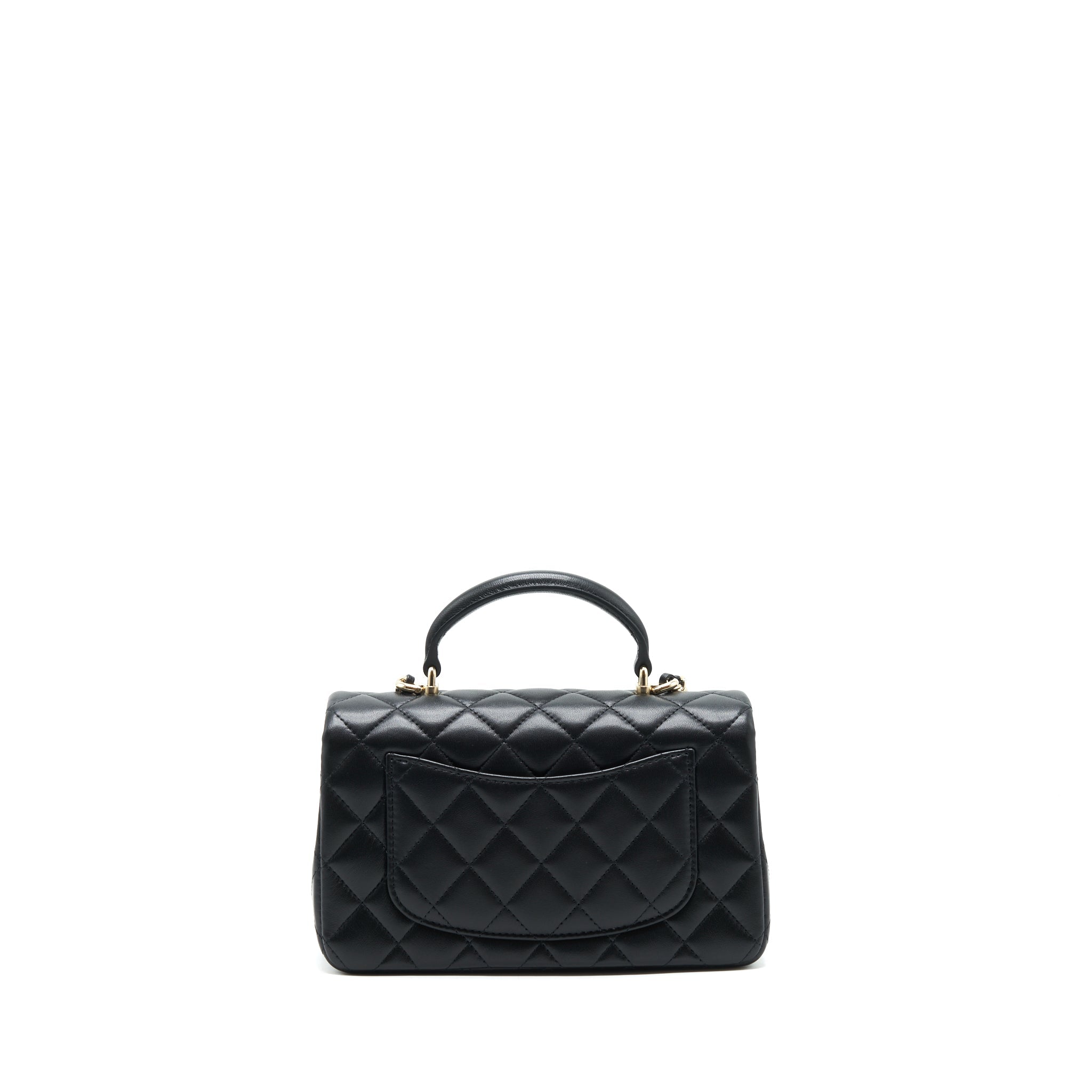 CHANEL 22P TOP HANDLE MINI RECTANGULAR FLAP BAG LAMBSKIN BLACK LGHW