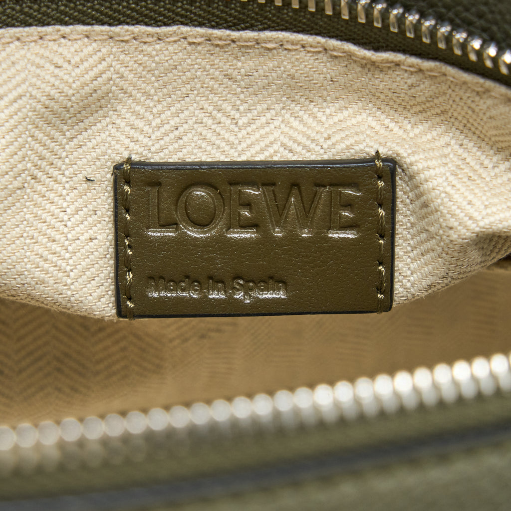 LOEWE SMALL PUZZLE BAG GRAINED CALFSKIN DARK KHAKI GREEN SHW