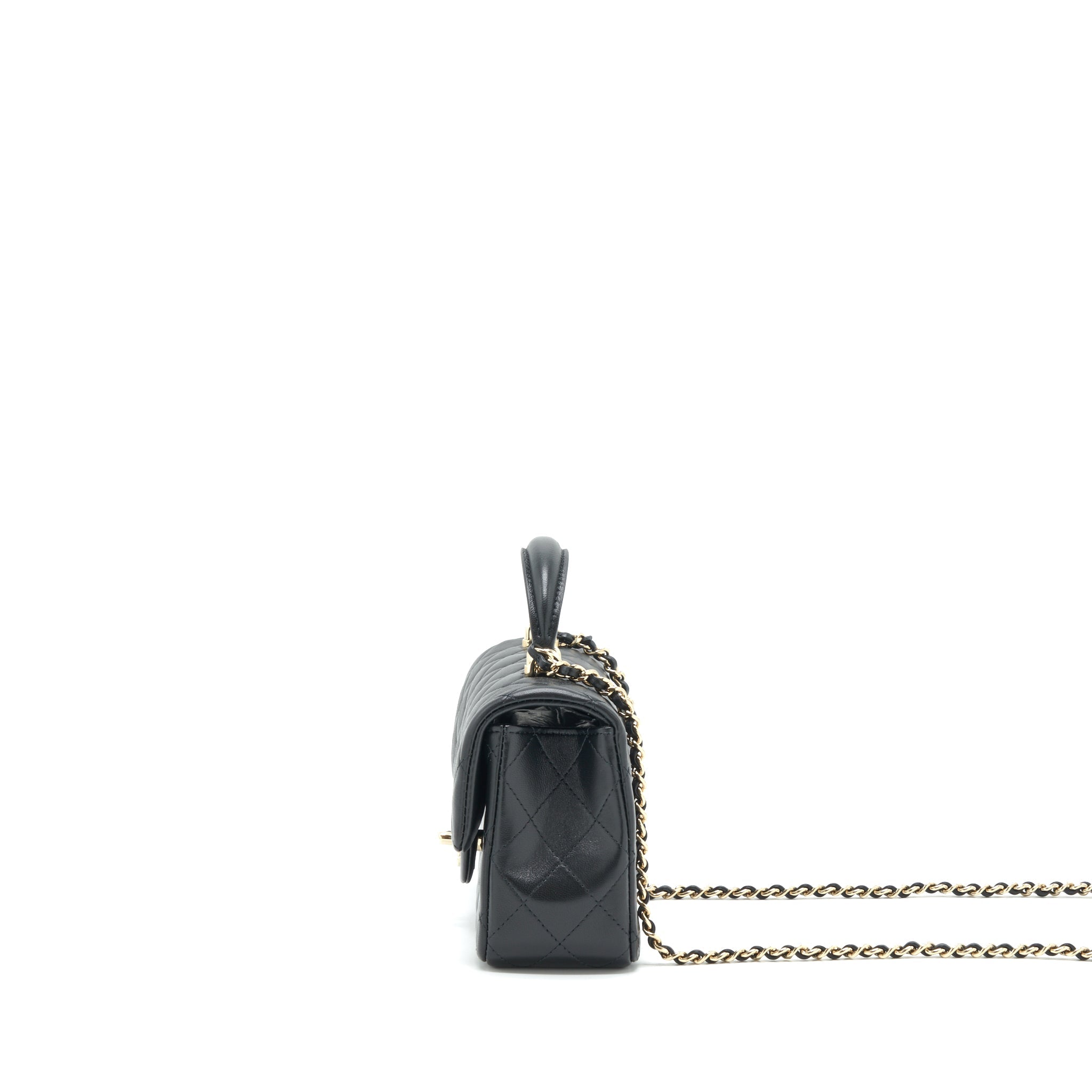 CHANEL 22P TOP HANDLE MINI RECTANGULAR FLAP BAG LAMBSKIN BLACK LGHW