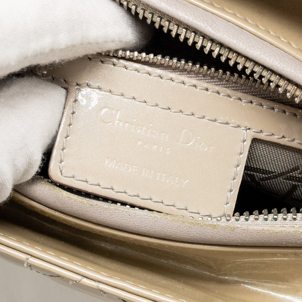 DIOR MEDIUM LADY DIOR PATENT BEIGE SHW