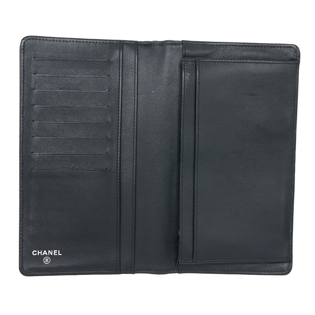 CHANEL CC LOGO LONG WALLET CAVIAR BLACK SHW