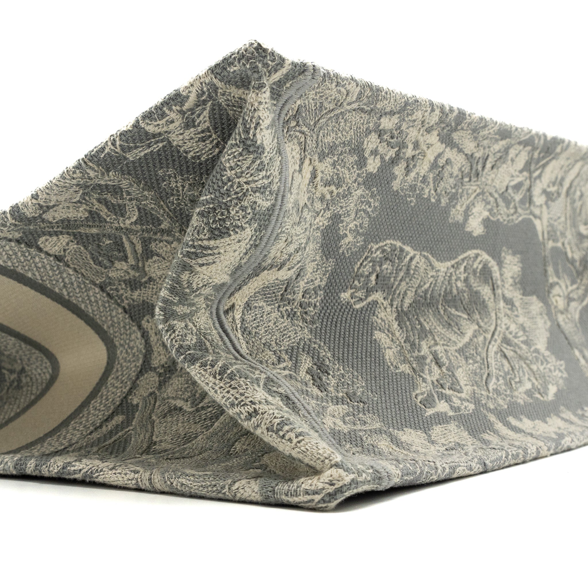 DIOR LARGE BOOK TOTE ECRU AND GREY TOILE DE JOUY EMBROIDERY