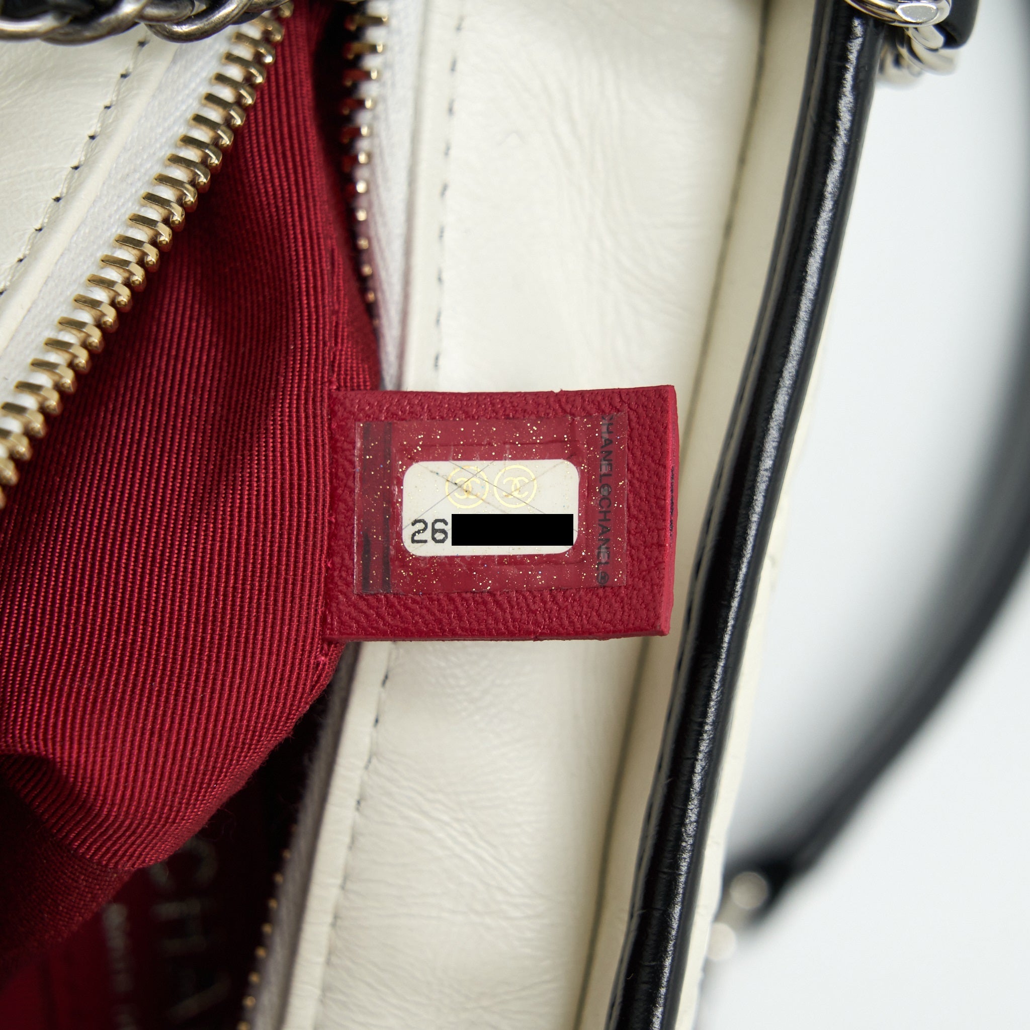 CHANEL SMALL GABRIELLE HOBO BAG CALFSKIN WHITE/ BLACK WITH MULTICOLOUR HARDWARE