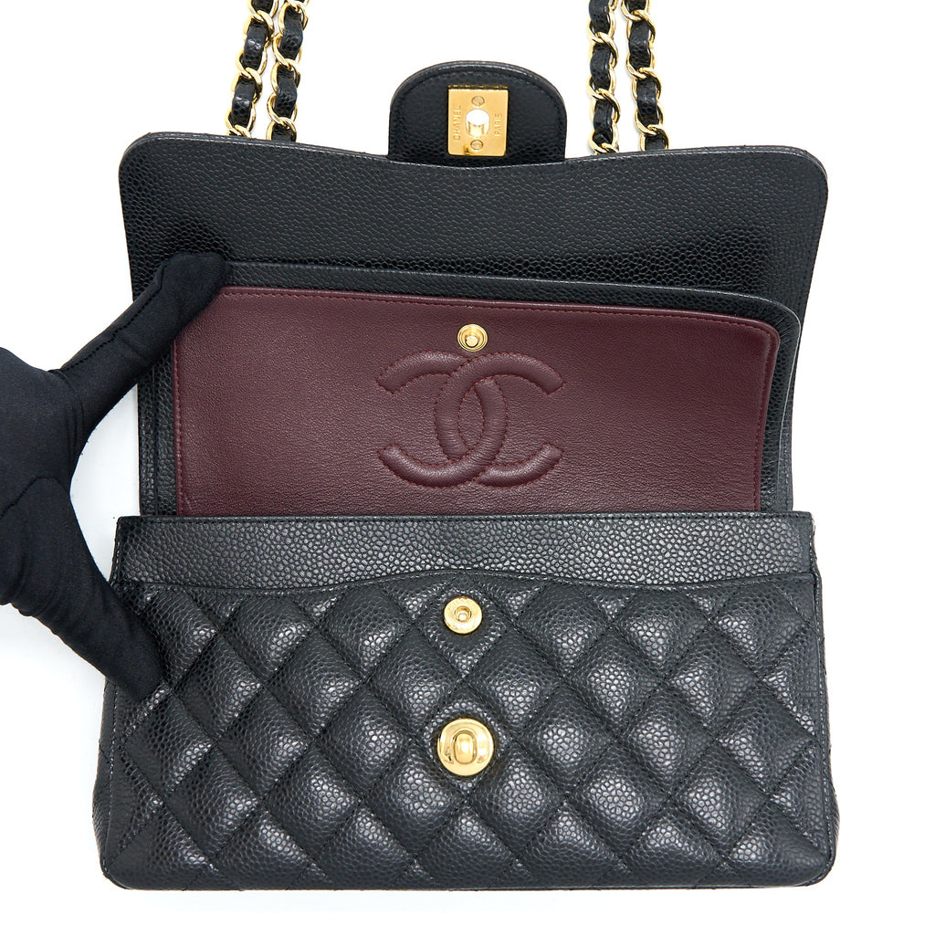 CHANEL SMALL CLASSIC DOUBLE FLAP BAG CAVIAR BLACK GHW