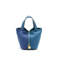 HERMES PICOTIN 18 LOCK BAG VERT BOSPHORE/DEEP BLUE GHW