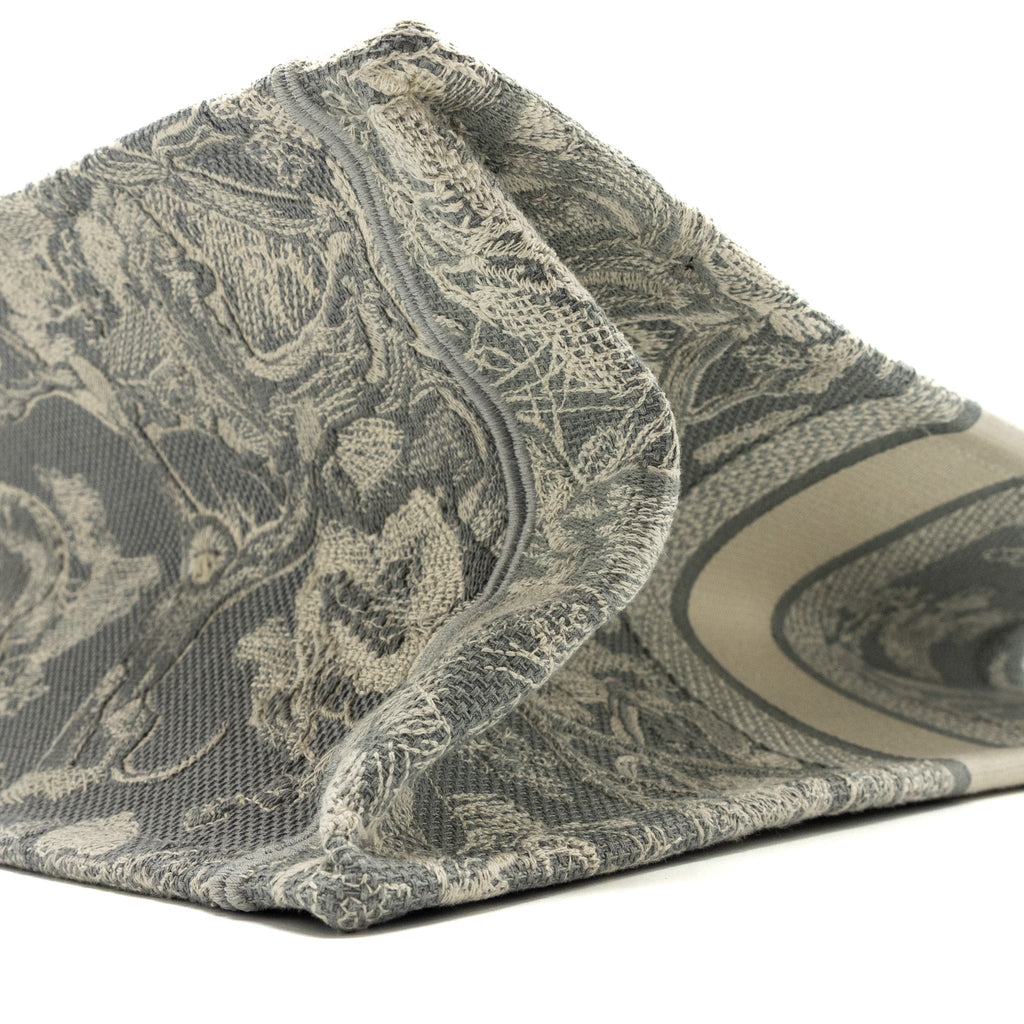 DIOR LARGE BOOK TOTE ECRU AND GREY TOILE DE JOUY EMBROIDERY