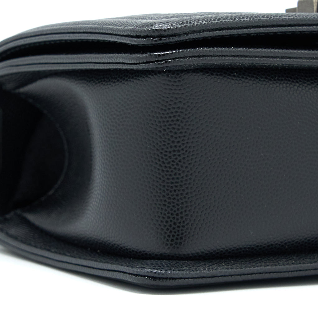 CHANEL SMALL BOY BAG CAVIAR BLACK RUTHENIUM SHW (MICROCHIP)