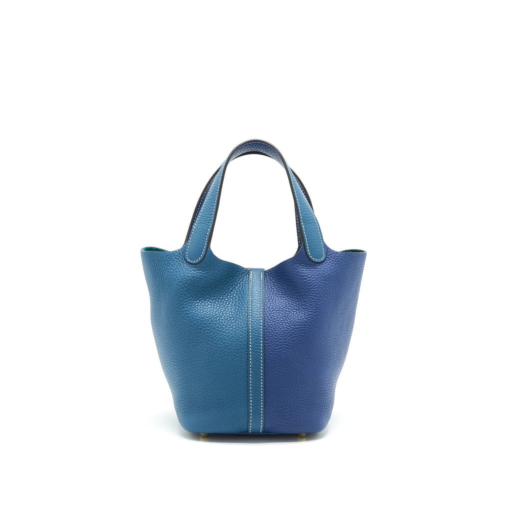 HERMES PICOTIN 18 LOCK BAG VERT BOSPHORE/DEEP BLUE GHW